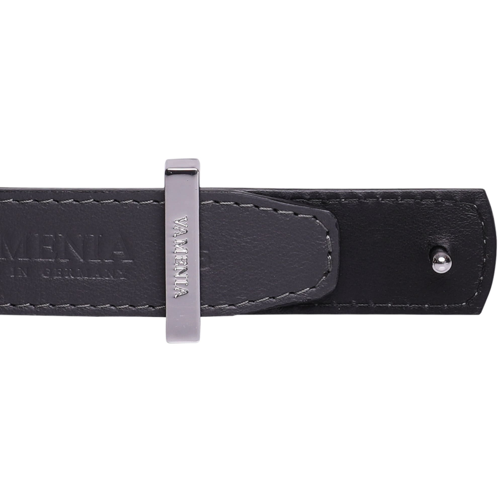 Reversible calfskin belt in gray and black